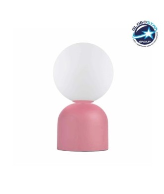 GLOBOSTAR® MAGIC 204-0134 Μοντέρνο Επιτραπέζιο Φωτιστικό Πορτατίφ με Ντουί 1 x E14 AC 220-240V IP20 - Ροζ & Λευκό - Μ13 x Π13 x Υ28cm